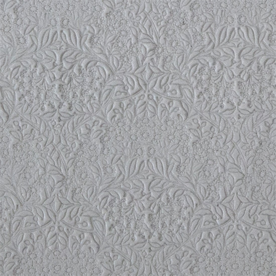 clay sample of Long Mega Texture Tile - Queen Anne's Lace Even longer than our Mega Tiles, these textures measure 6" x 12" which makes them perfect for both large and small projects. Long Mega Texture Tiles are flexible, washable and can be used with any soft clay. Spritz with CoolSlip or dust on Dry Powder Release for stick-free impressions when using metal clay and polymer clay.