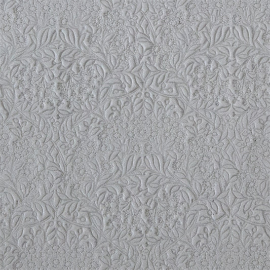 clay sample of Long Mega Texture Tile - Queen Anne's Lace Even longer than our Mega Tiles, these textures measure 6" x 12" which makes them perfect for both large and small projects. Long Mega Texture Tiles are flexible, washable and can be used with any soft clay. Spritz with CoolSlip or dust on Dry Powder Release for stick-free impressions when using metal clay and polymer clay.