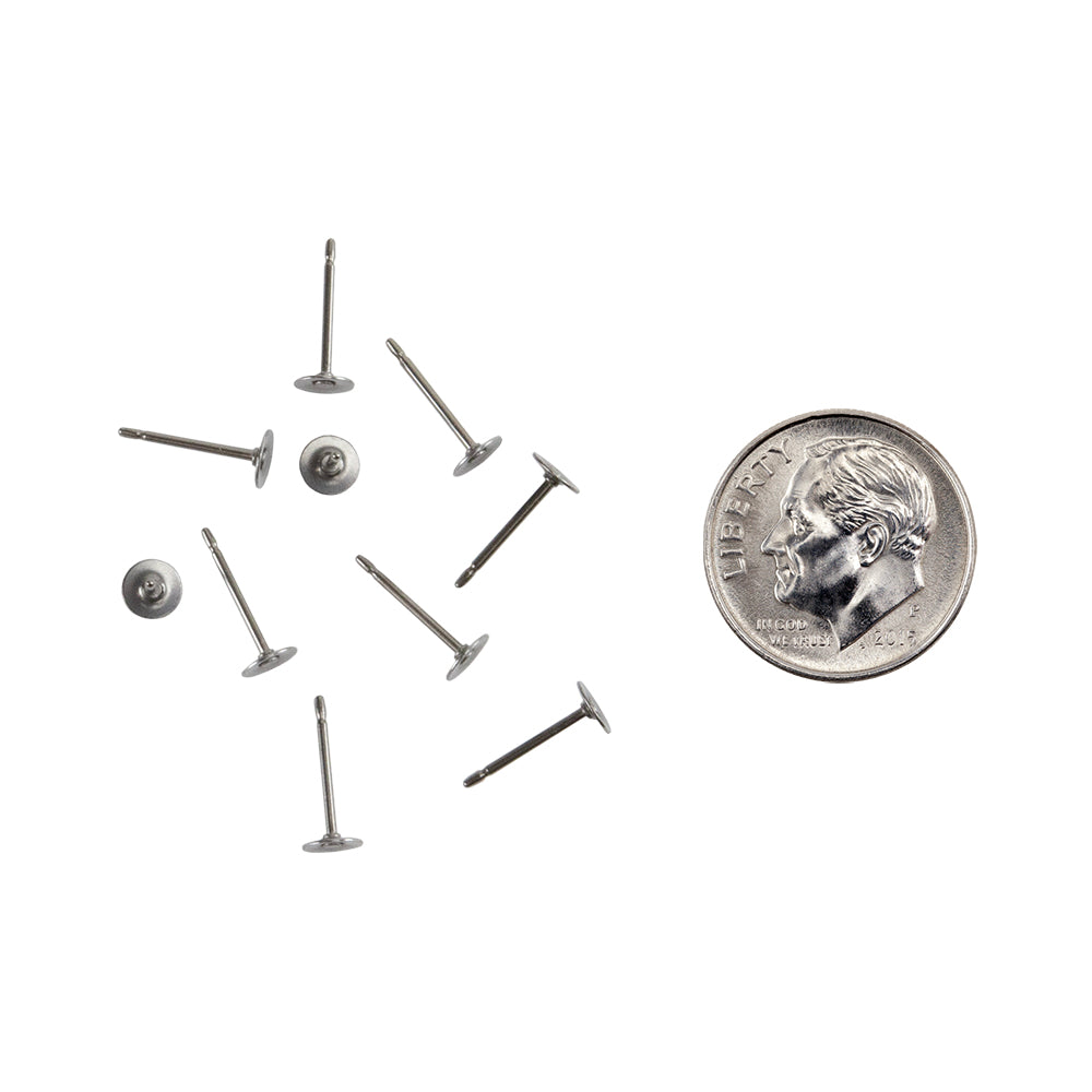 Titanium Earring Post w/ Stainless Steel Flat Pad Pkg/10