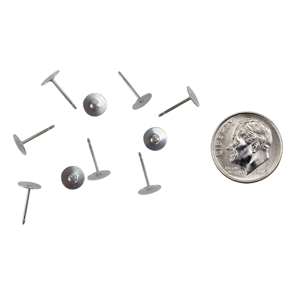 Titanium Earring Post w/ Stainless Steel Flat Pad Pkg/10