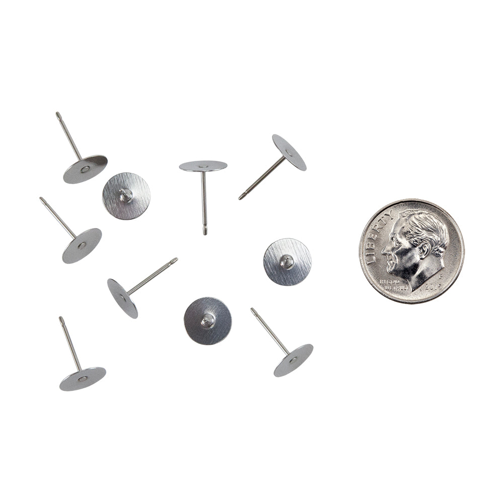 Titanium Earring Post w/ Stainless Steel Flat Pad Pkg/10