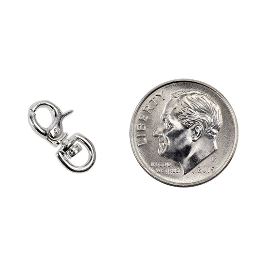 Sterling Silver Swivel Lobster Clasp 15 x 6.5mm - Pkg/1 with dime