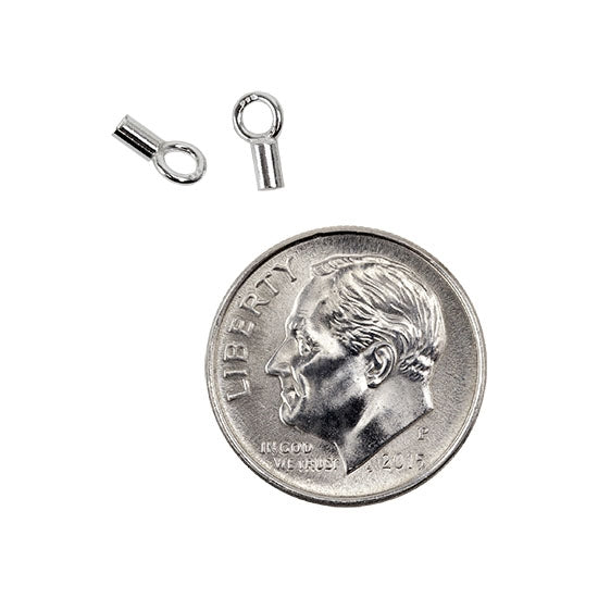 Sterling Silver Fancy Crimp End Cap 6.4mm - Pkg/2 with dime