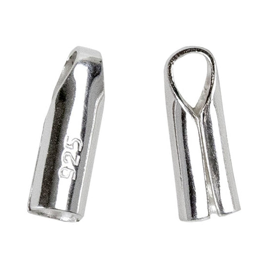 Sterling Silver Bright Crimp End Cap 8.5mm  - Pkg/2