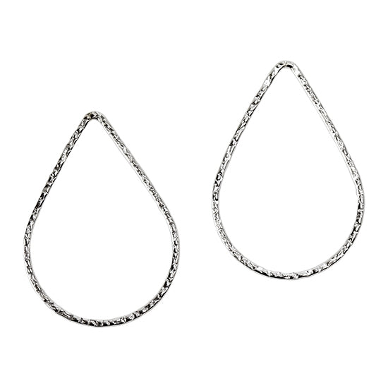 Sterling Silver Textured Teardrop Link Closed 20 x 30mm - Pkg/2