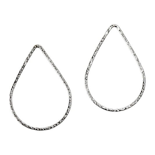 Sterling Silver Textured Teardrop Link Closed 20 x 30mm - Pkg/2