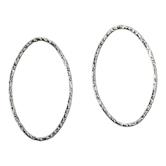 Sterling Silver Textured Oval Link Closed 17 x 27mm - Pkg/2