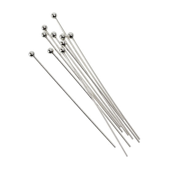 Sterling Silver 24 gauge Head Pin with 2mm Ball - 1-1/2inch - Pkg/10