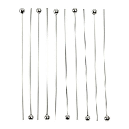 Sterling Silver 24 gauge Head Pin with 2mm Ball - 1-1/2inch - Pkg/10