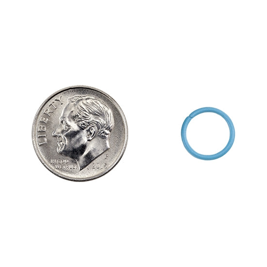 1 Colored Open Jump Rings - Sky Blue - Round 10mm 18 gauge with dime