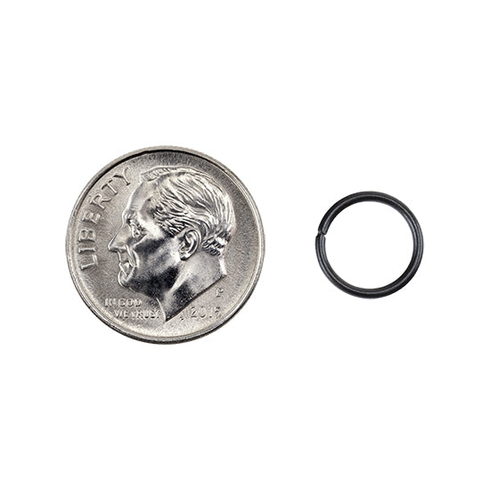 1 Colored Open Jump Rings - Black - Round 10mm 18 gauge with dime