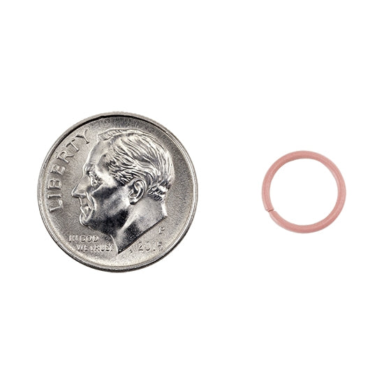 1 Colored Open Jump Rings - Pink - Round 10mm 18 gauge with dime