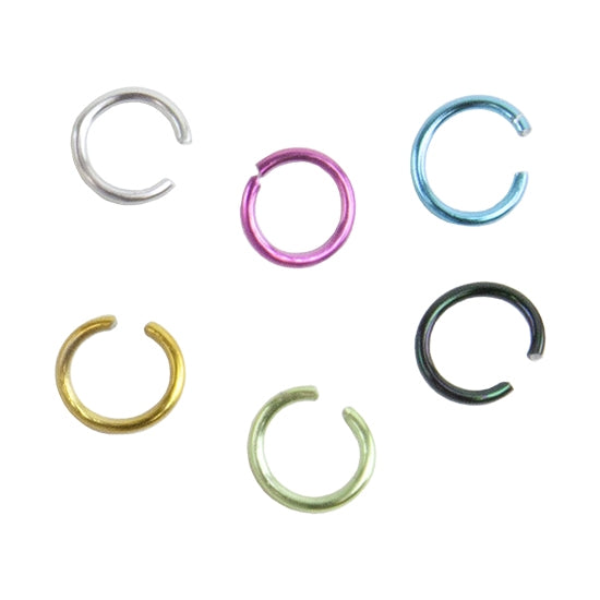 6 Colored Metal Open Jump Rings - Multi Color - Round 6mm 20 Gauge