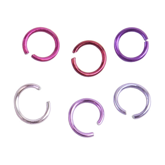 6 Colored Metal Open Jump Rings - Multi Color - Round 6mm 20 Gauge