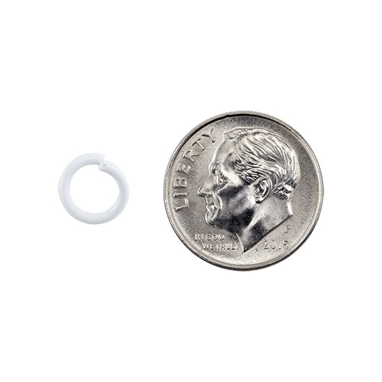 1 Colored Open Jump Rings - White Color - Round 8mm 17 gauge with dime