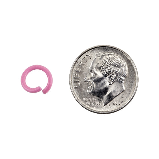 1 Colored Open Jump Rings - Hot Pink Color - Round 8mm 17 gauge with dime