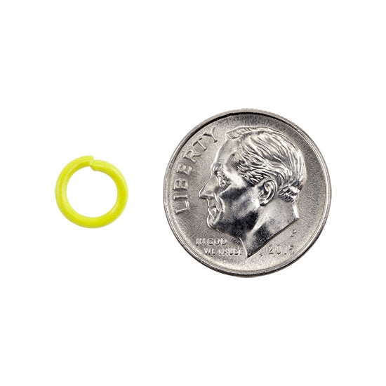 1 Colored Open Jump Rings - Yellow Color - Round 8mm 17 gauge with dime