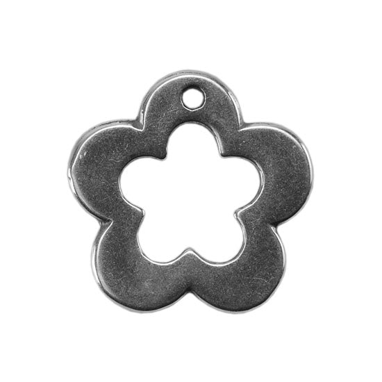 Silver Plate Charm - Flower 12.5mm Pkg/1