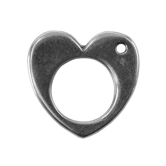 Silver Plate Charm - Heart 12.8mm X 13.3mm Pkg/1