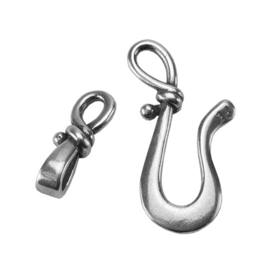 Silver Plate Hook & Eye Clasp - Forged Large - 1 Set