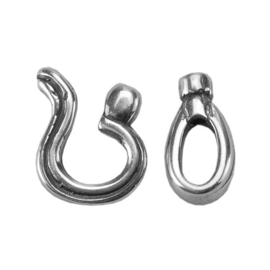 Silver Plate Hook & Eye Clasp - Crimp End - 1 Set