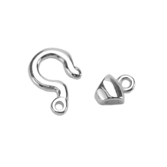 Silver Plate Hook & Eye Clasp - Mini Tubular - 1 Set