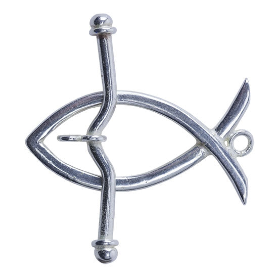 Silver Plate Hook & Eye Clasp - Wire Fish - 1 Set