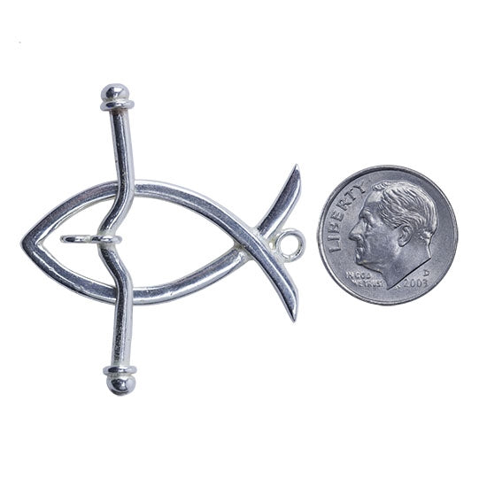 Silver Plate Hook & Eye Clasp - Wire Fish - 1 Set