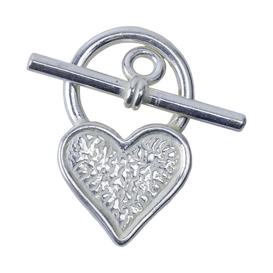 Silver Plate Toggle Clasp - Mini Heart - 1 Set