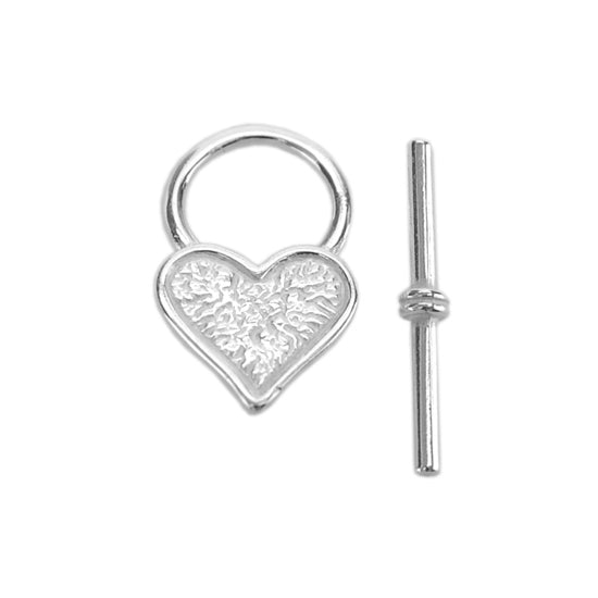 Silver Plate Toggle Clasp - Mini Heart - 1 Set