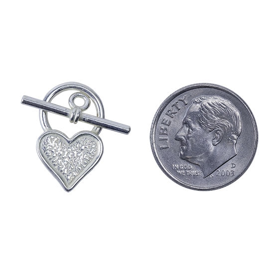 Silver Plate Toggle Clasp - Mini Heart - 1 Set