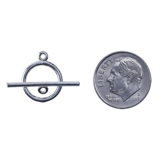 Silver Plate Toggle Clasp - Mini Wire Round - 1 Set