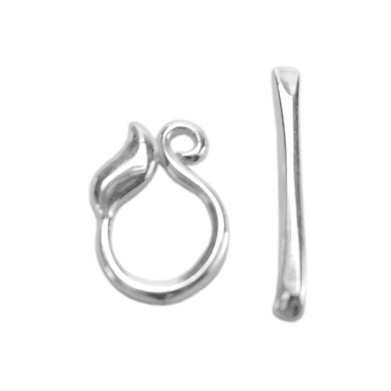 Silver Plate Toggle Clasp - Mini Leaf & Twig - 1 Set