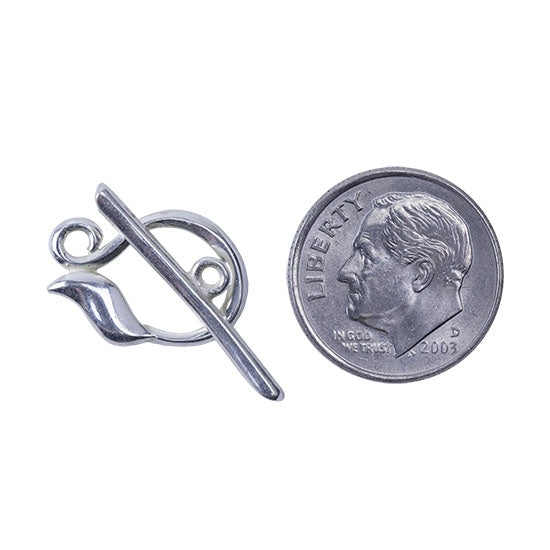 Silver Plate Toggle Clasp - Mini Leaf & Twig - 1 Set