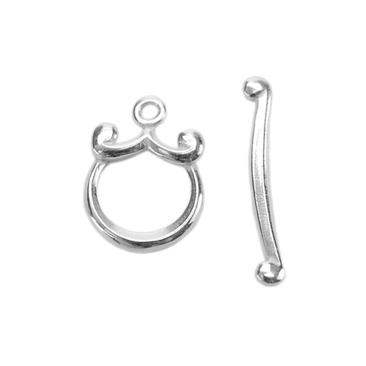 Silver Plate Toggle Clasp - Mini Curl - 1 Set