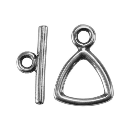 Silver Plate Mini Toggle Clasp - Trillion - 1 Set