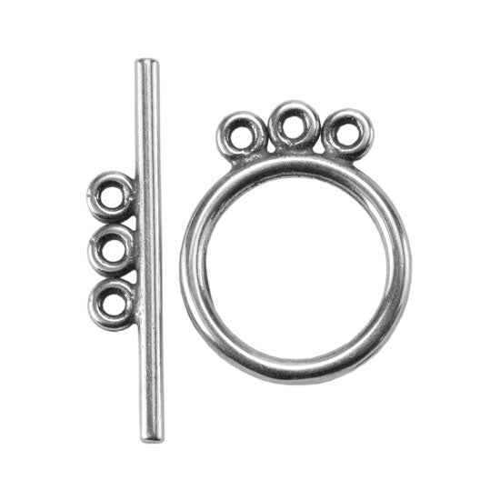 Silver Plate Toggle Clasp - 3 Strand Circle - 1 Set