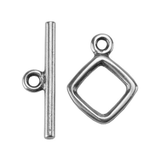 Silver Plate Mini Toggle Clasp - Square - 1 Set