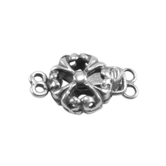 Silver Plate Double Strand Clasp - Puffed Fleur Pkg/1