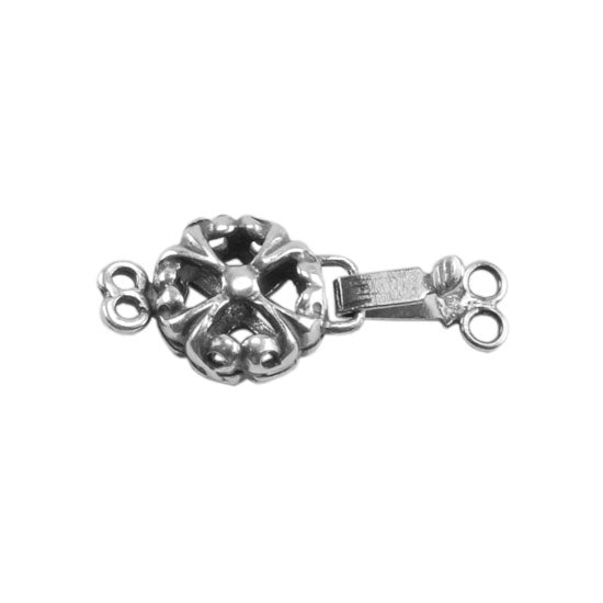 Silver Plate Double Strand Clasp - Puffed Fleur Pkg/1