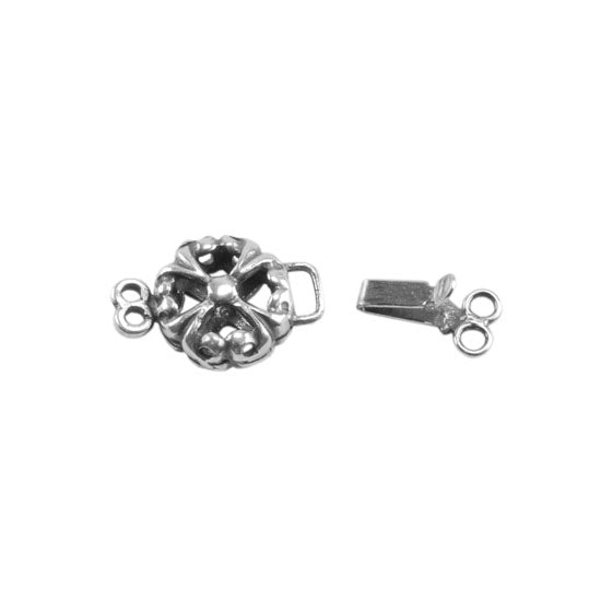 Silver Plate Double Strand Clasp - Puffed Fleur Pkg/1