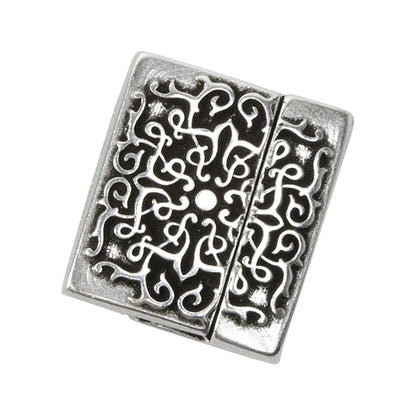 Antique Silver Plate Magnetic Leather Clasp - Flat Baroque 20mm - 1 Set - Cool Tools