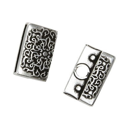 Antique Silver Plate Magnetic Leather Clasp - Flat Baroque 20mm - 1 Set - Cool Tools