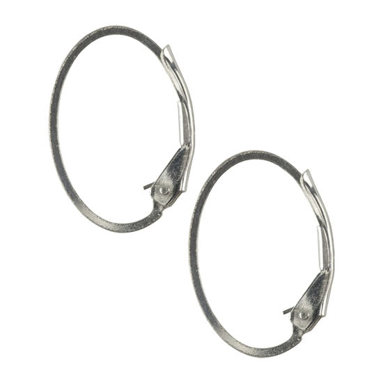 Sterling Silver Earrings - Lever Back Plain Oval - 1 Pair