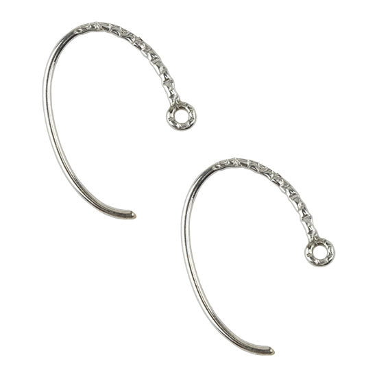 Sterling Silver Earwires - Fancy Textured with Loop - 1 Pair