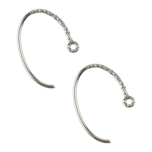 Sterling Silver Earwires - Fancy Textured with Loop - 1 Pair