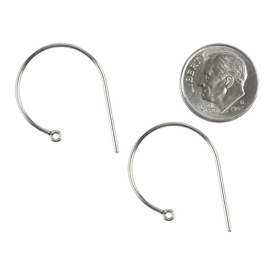 Sterling Silver Earwires - Fancy with Loop - 1 Pair with dime