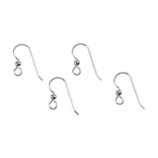 Sterling Silver Heavy Earwires with Loop and Silver Bead - 2 Pair