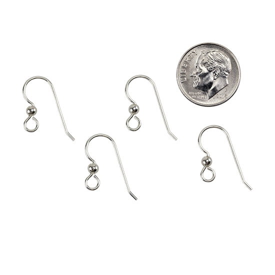 Sterling Silver Heavy Earwires with Loop and Silver Bead - 2 Pair with dime