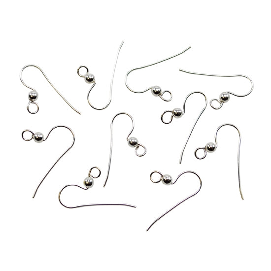 Sterling Silver Earwires - Large Loop & Ball - Pkg/10